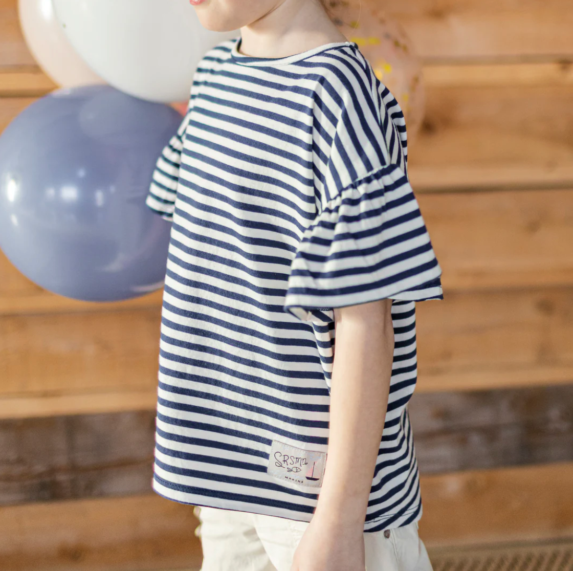 Navy Sailor Ruffle Tee