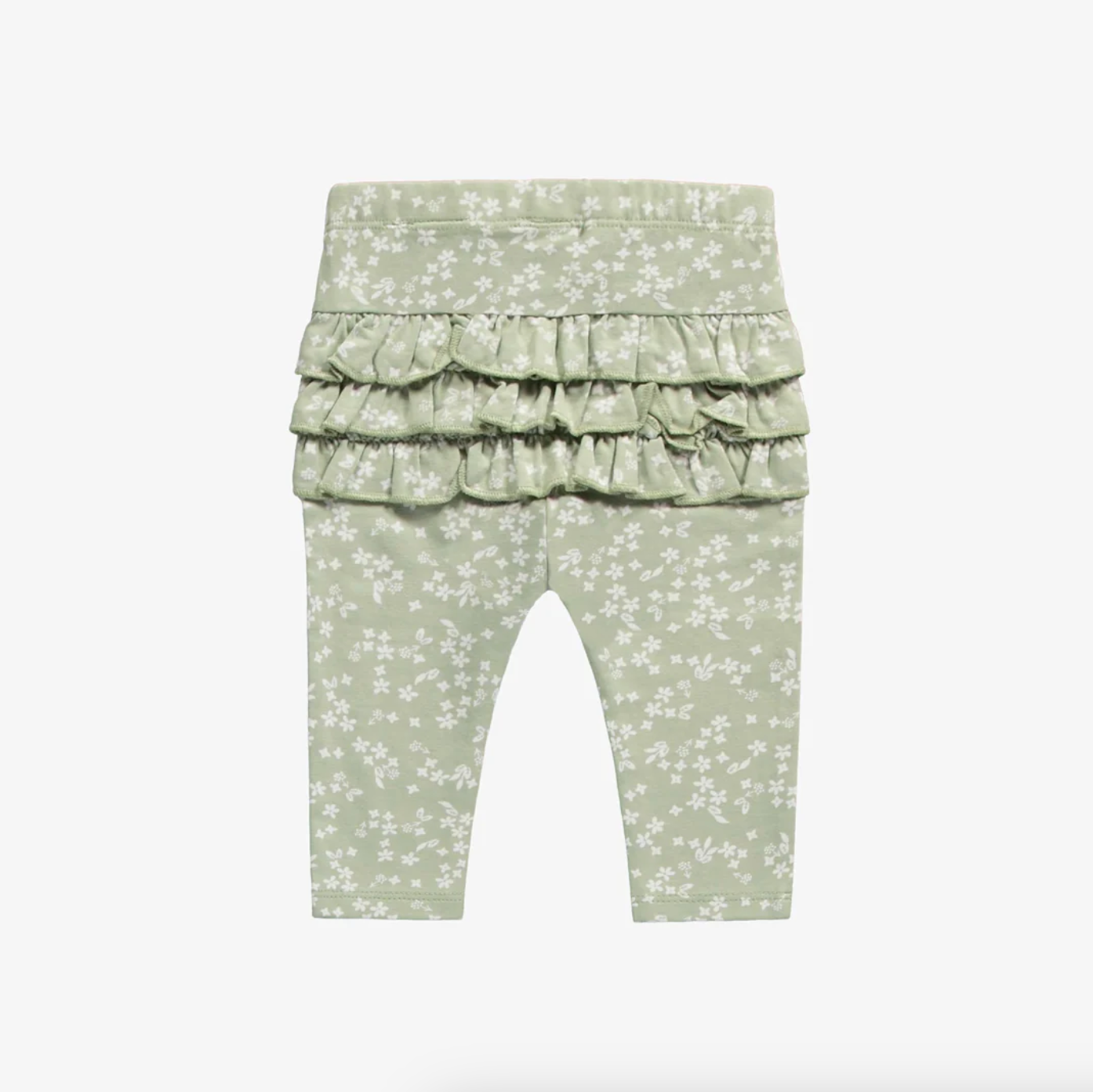 Sage Floral Ruffle Leggings