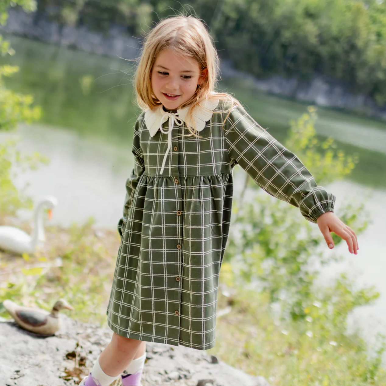 Evergreen Plaid Dress - Child