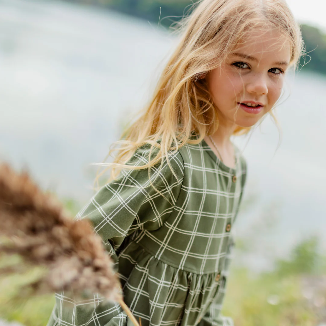 Evergreen Plaid Dress - Child