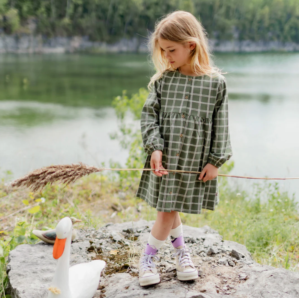 Evergreen Plaid Dress - Child