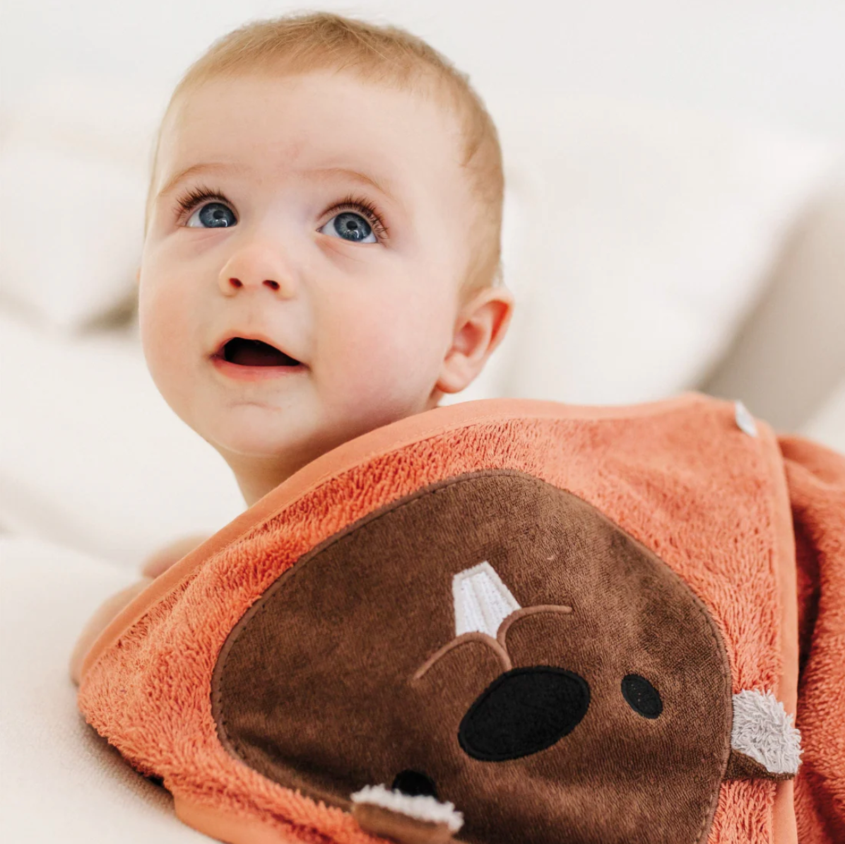 NEW - Baby Hooded Towel - Beaver