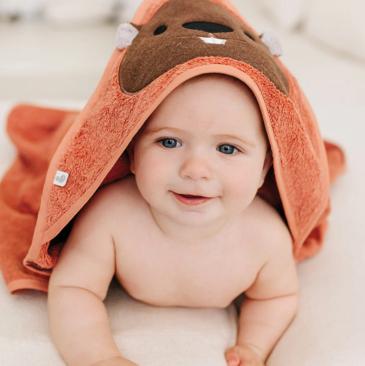 NEW - Baby Hooded Towel - Beaver