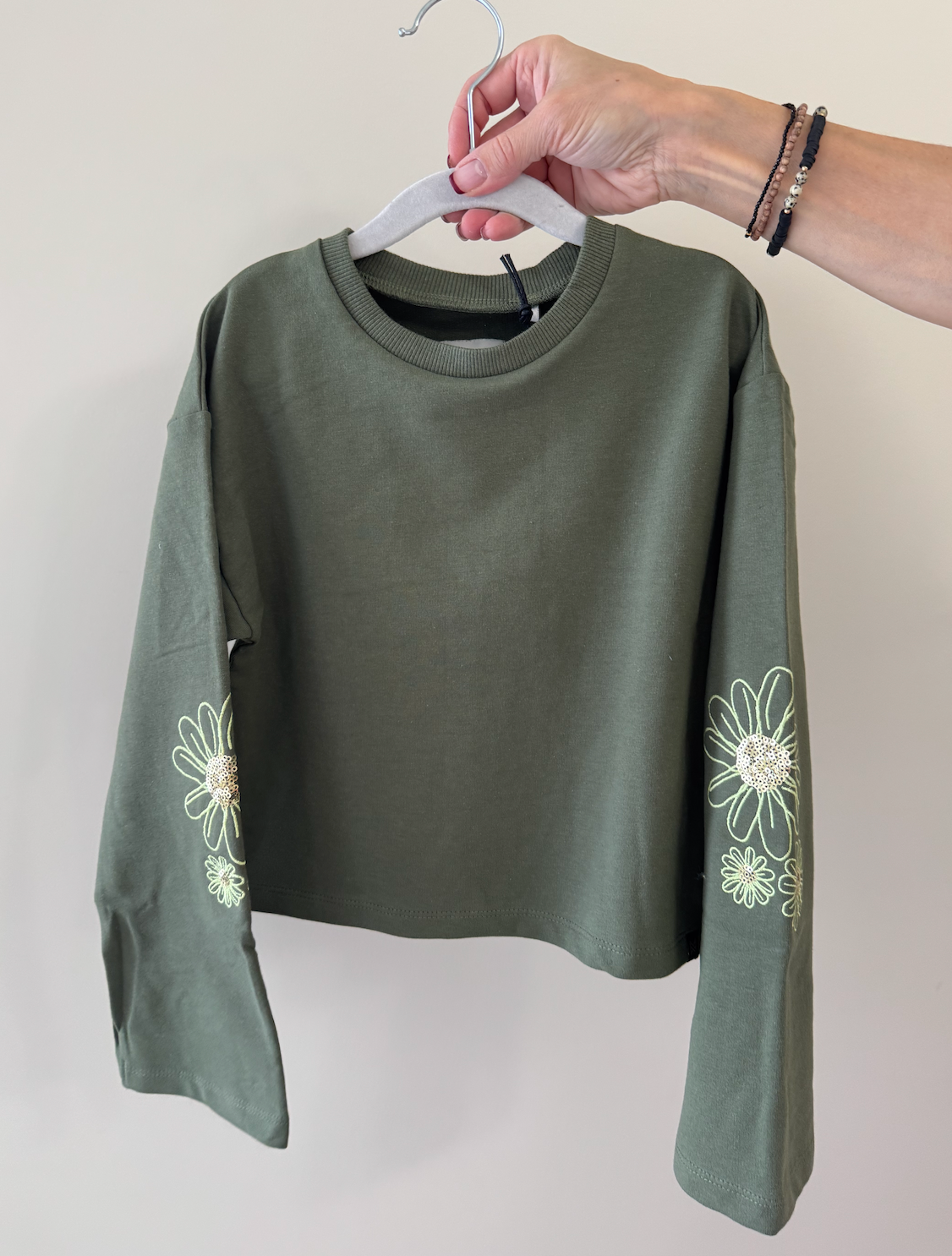 Jade Floral Sticthed Long-Sleeve