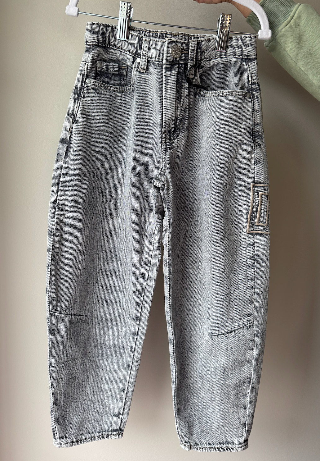 Washed Grey Barrel Jeans