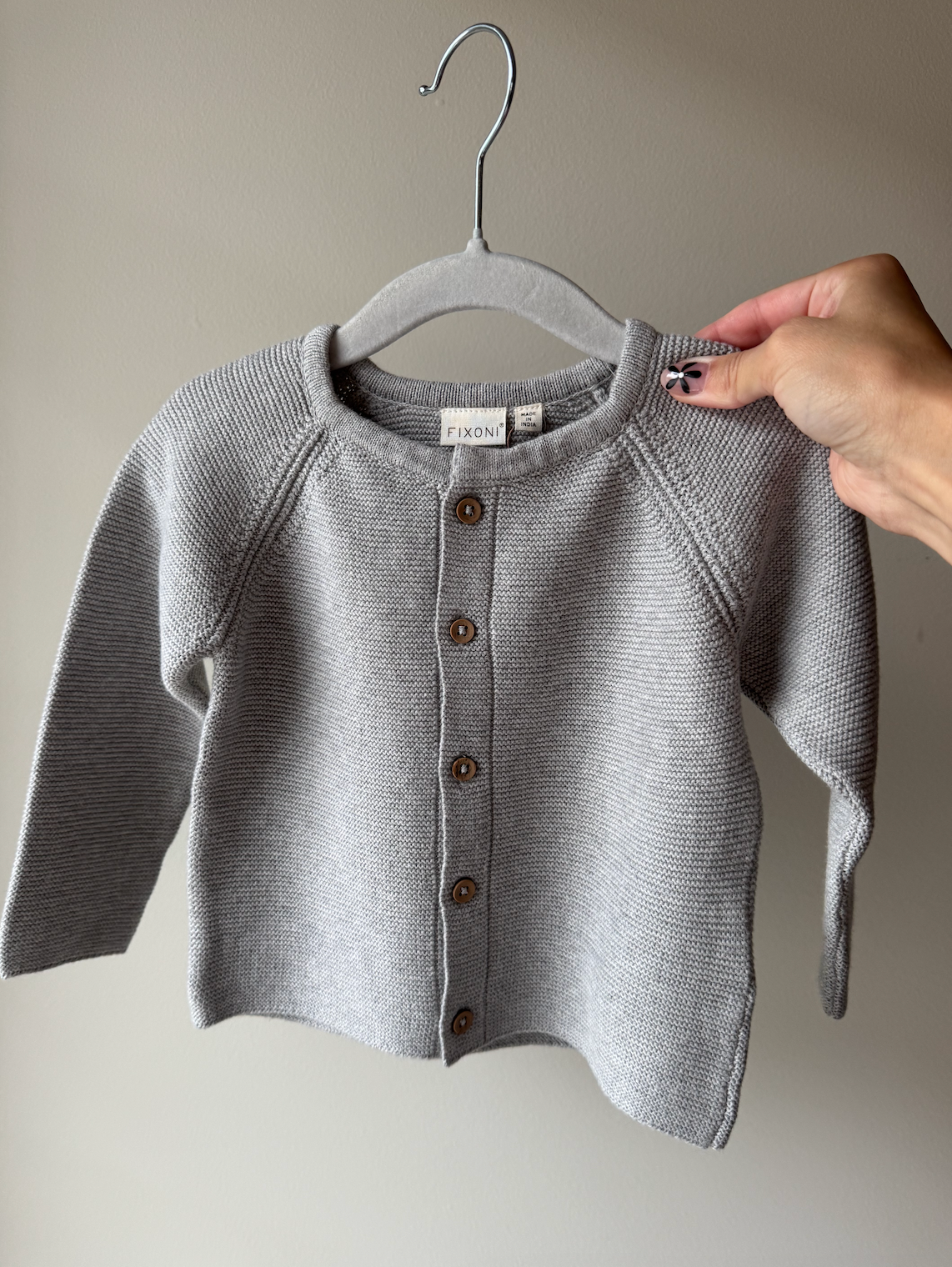 Grey Knit Button-Up Cardigan