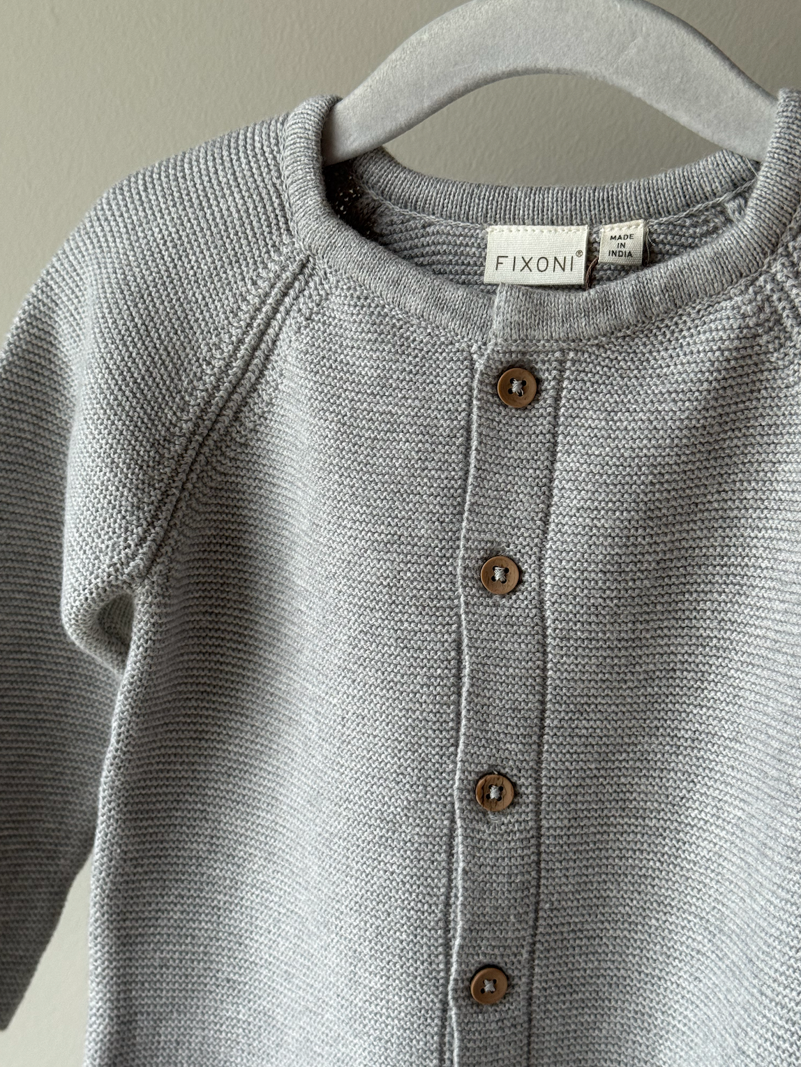 Grey Knit Button-Up Cardigan
