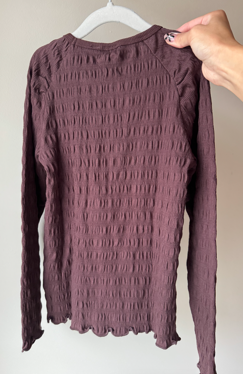 Plum Crinkle Textured Long Sleeve