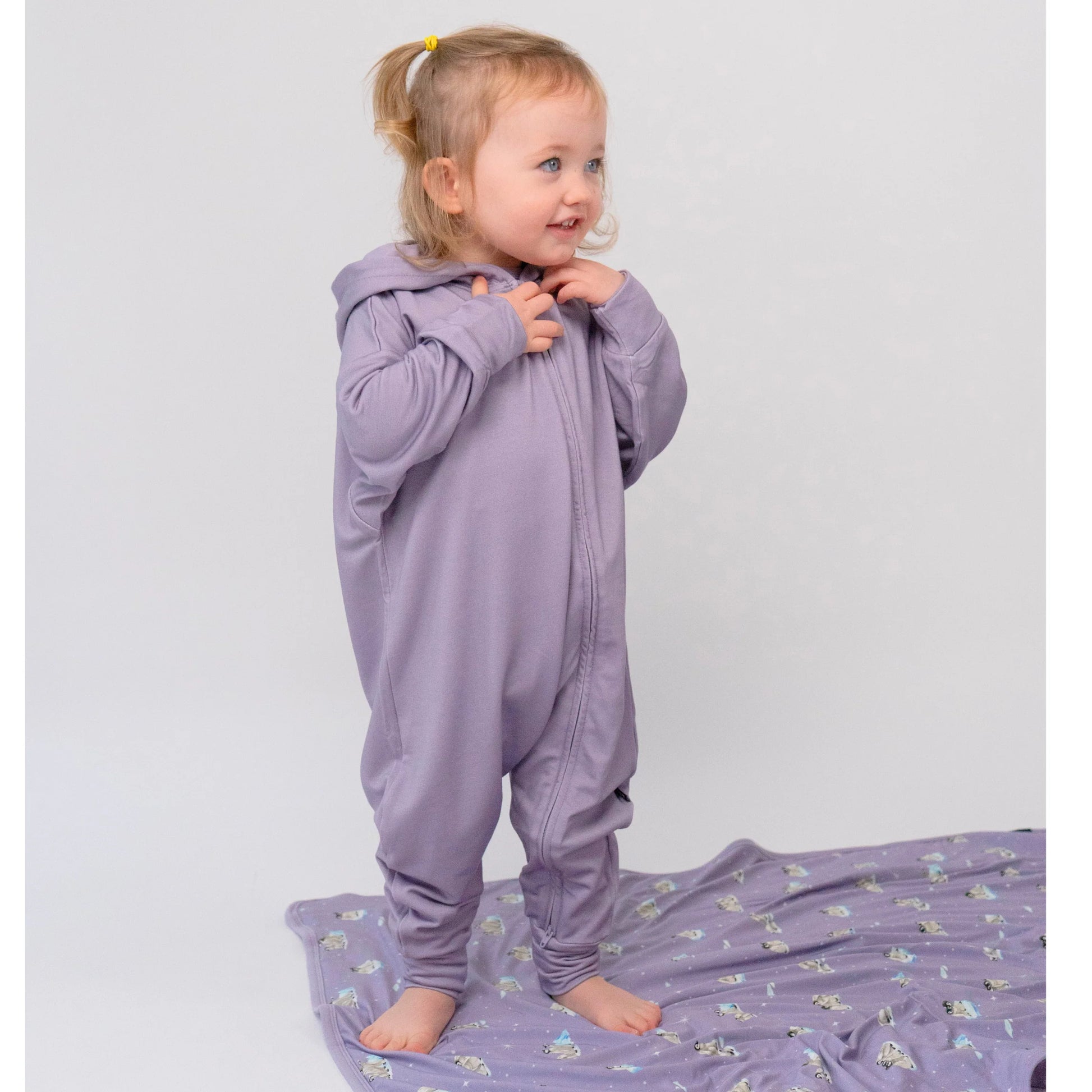 Baggy Hoodie Jumpsuit - Periwinkle