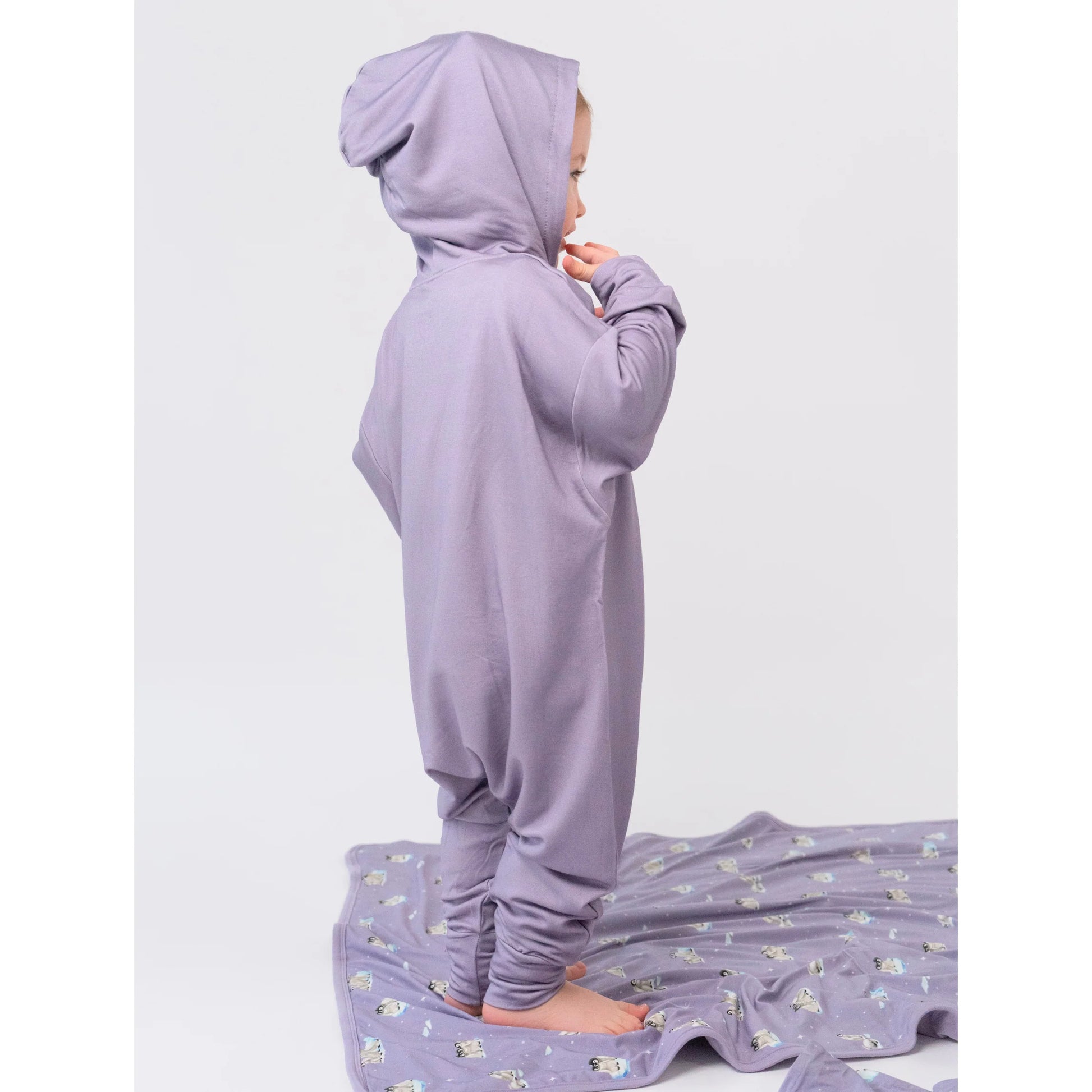 Baggy Hoodie Jumpsuit - Periwinkle