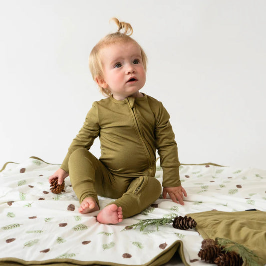 Footless Sleeper with Fold Over Cuffs - Basil