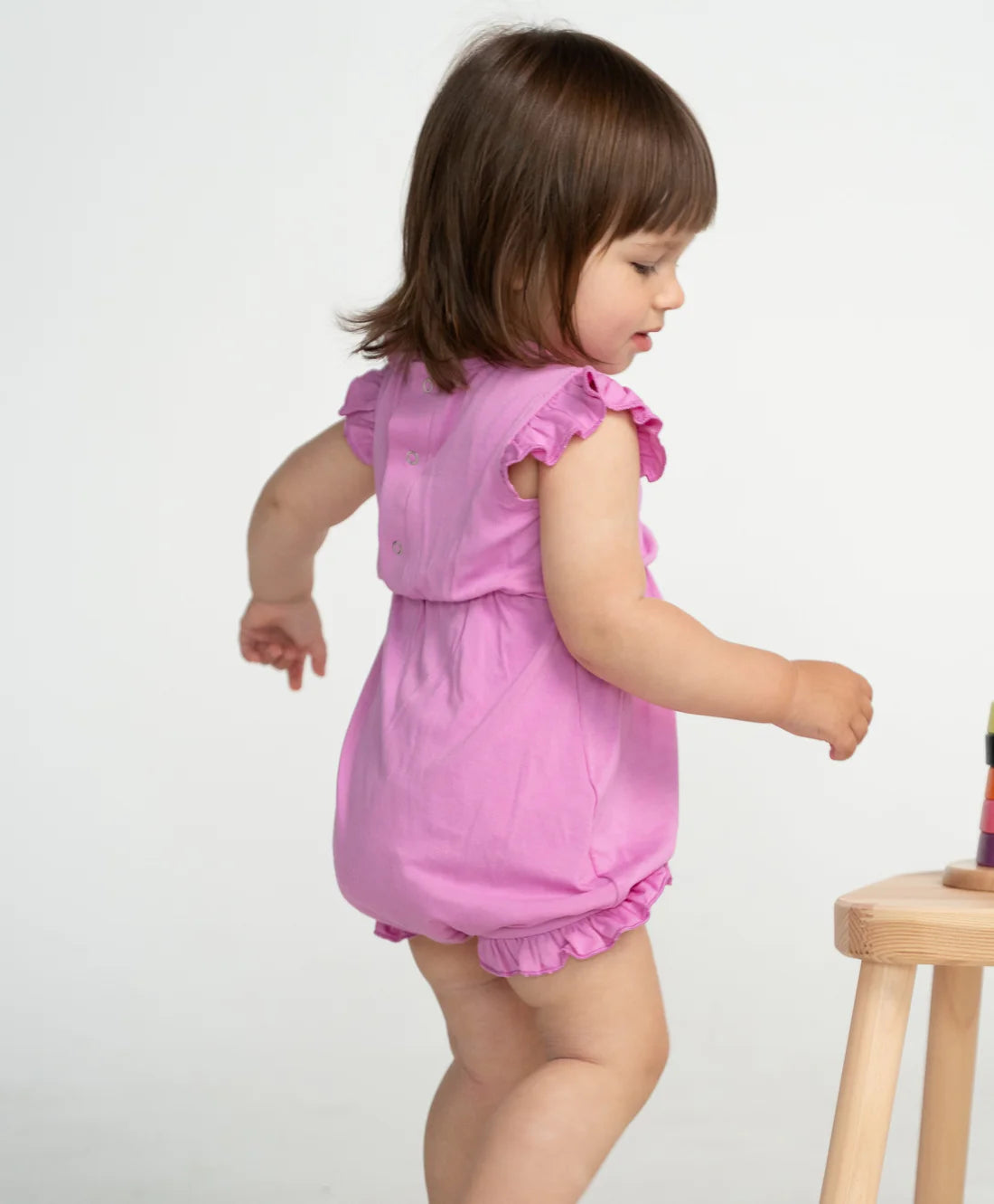 Bamboo Fuchsia Ruffle Romper
