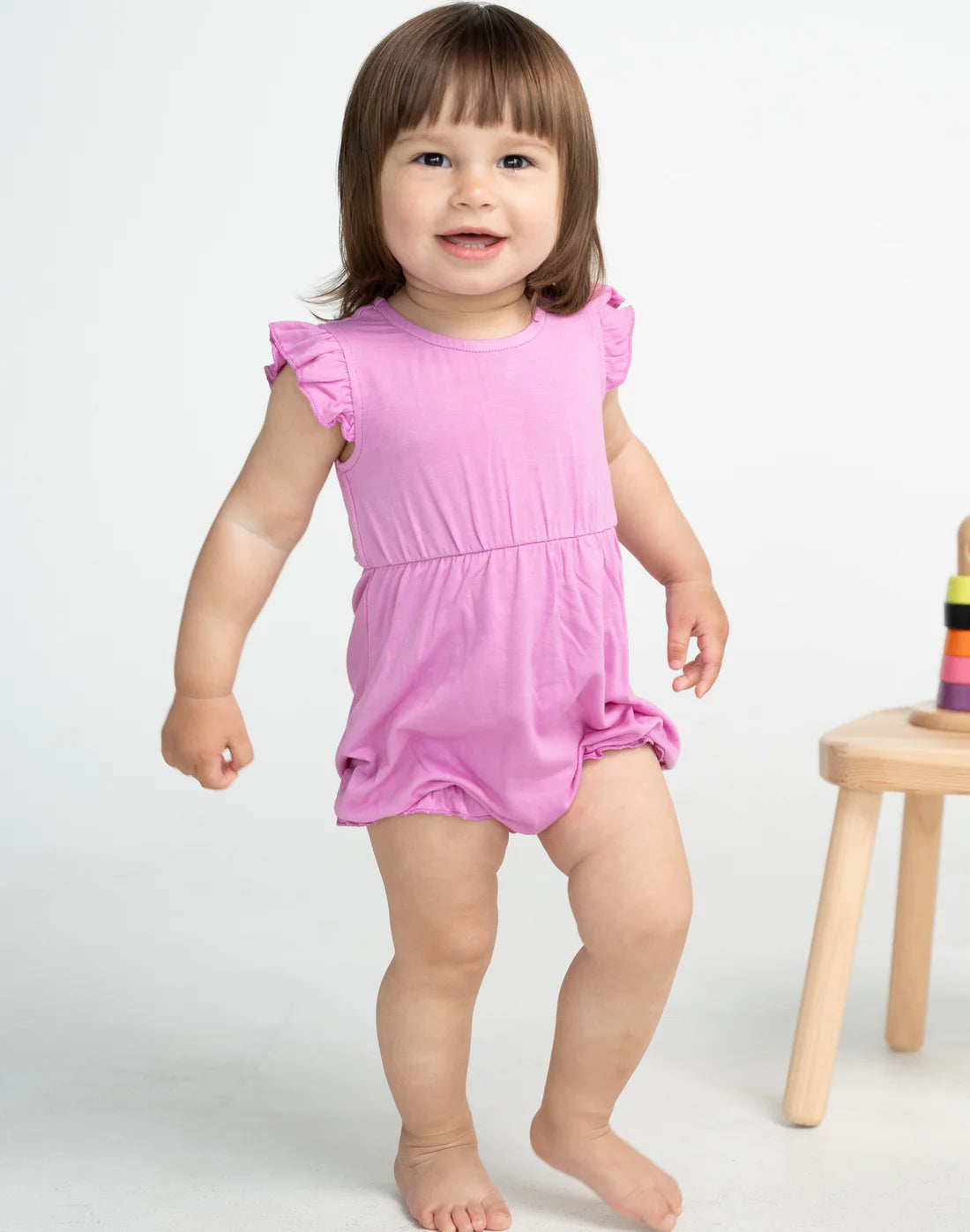 Bamboo Fuchsia Ruffle Romper
