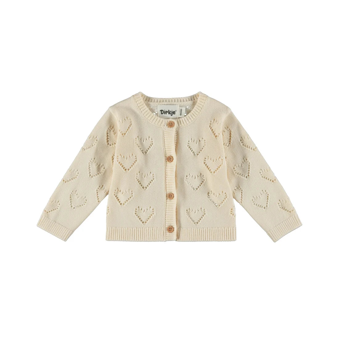 Cream Knit Pointelle Heart Cardigan