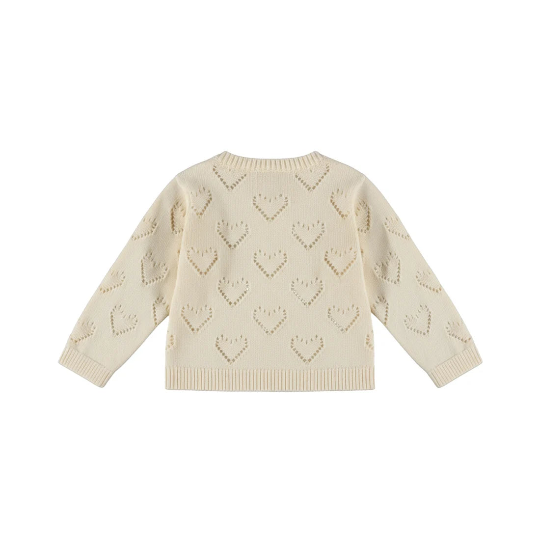 Cream Knit Pointelle Heart Cardigan