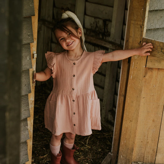 Blush Ruffle Muslin Dress