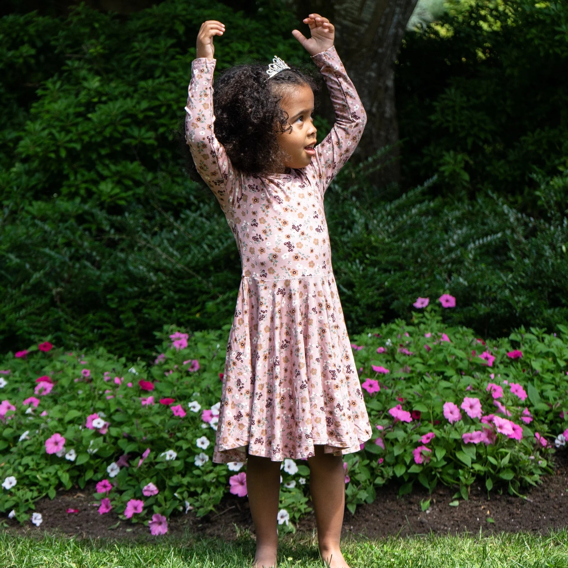 Long Sleeve Twirl Dress - Velvet Garden