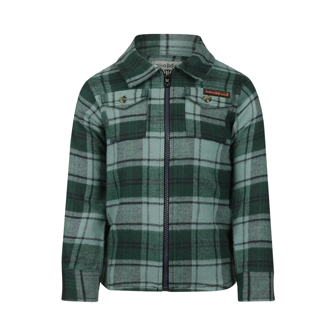 Forest Green Zip-Up Plaid Shacket