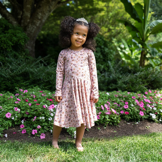 Long Sleeve Twirl Dress - Velvet Garden
