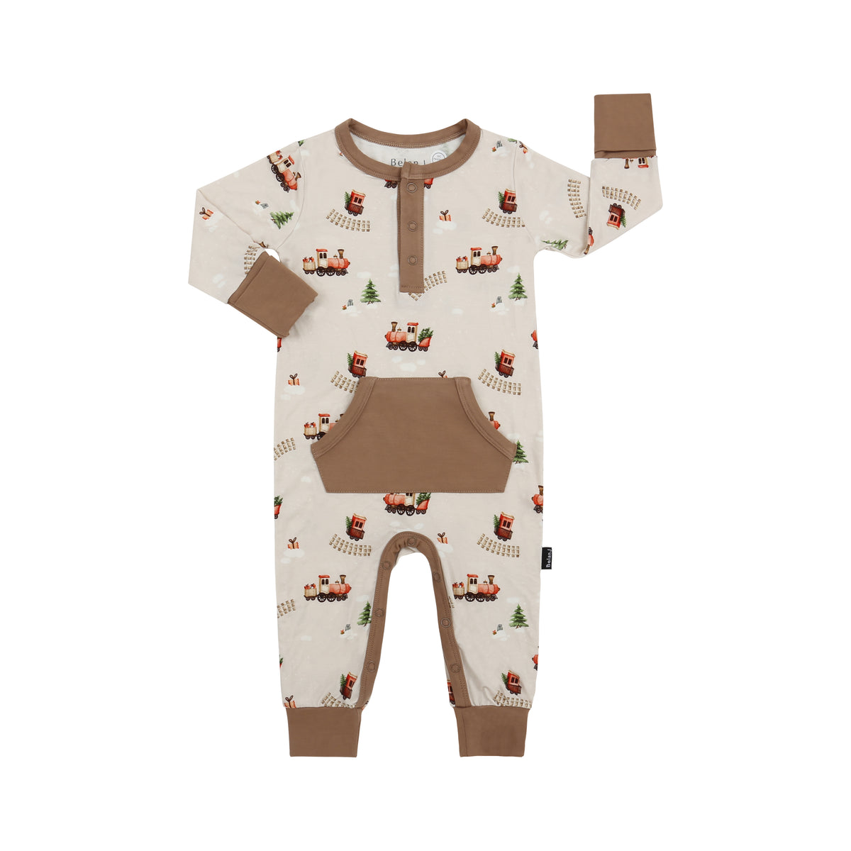 L/S Pocket Romper - Christmas Train