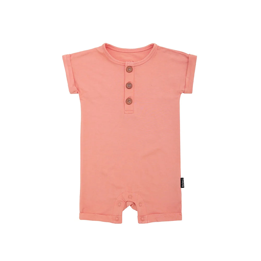 Short Sleeve Romper - Coral