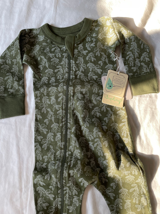 Hunter Green Zip Romper