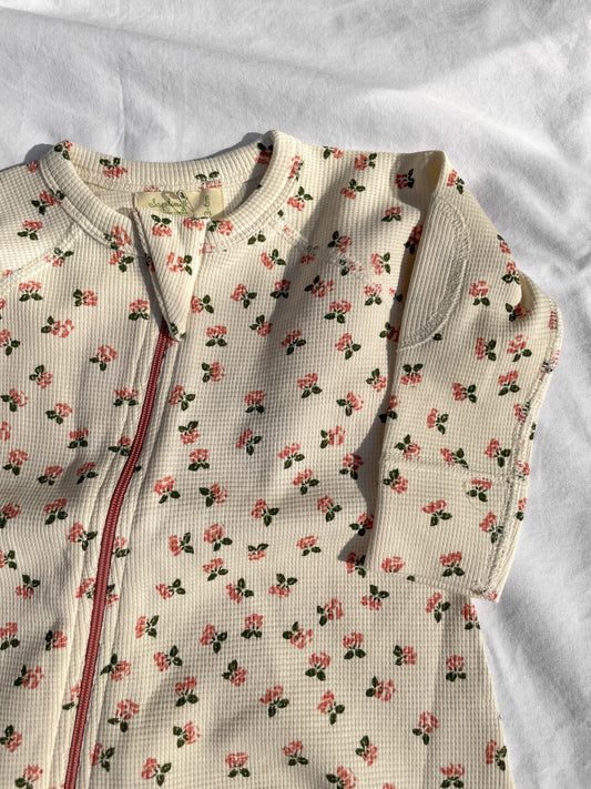 Winter Bouquet Waffle Zip Romper