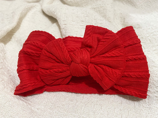 Red Cable Knit Headband
