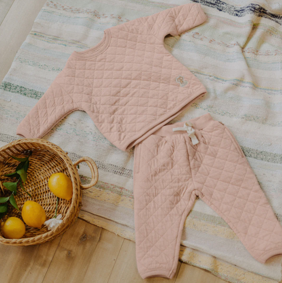 Peach Quilted Crewneck