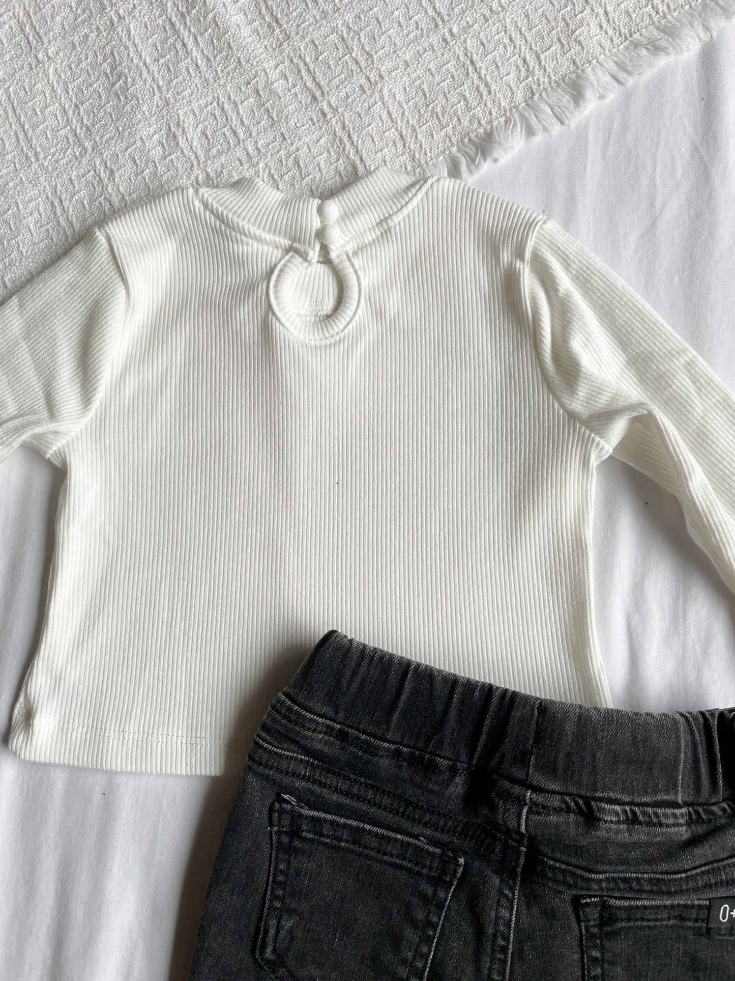 Ivory Ribbed Bubble Top